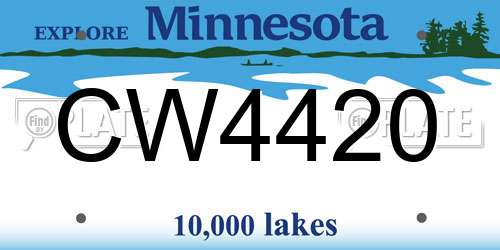 CW4420 Minnesota License Plate