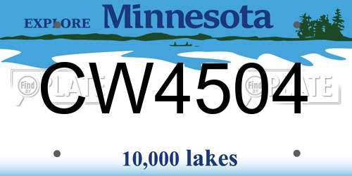CW4504 Minnesota License Plate