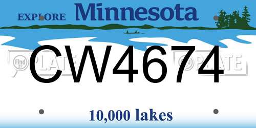 CW4674 Minnesota License Plate