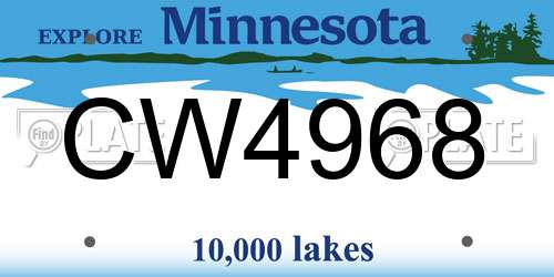 CW4968 Minnesota License Plate