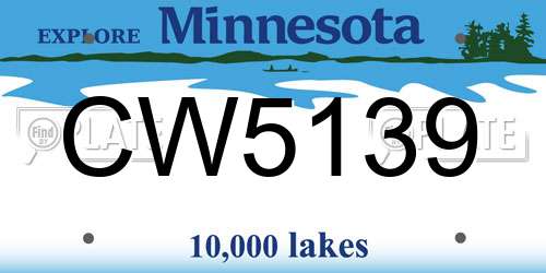 CW5139 Minnesota License Plate