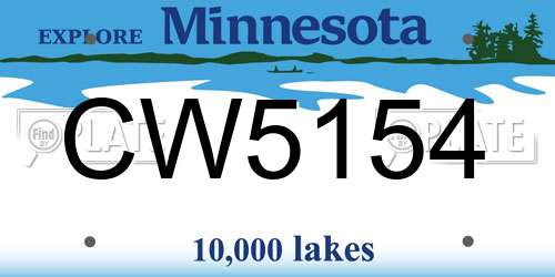 CW5154 Minnesota License Plate