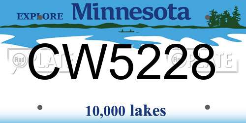 CW5228 Minnesota License Plate
