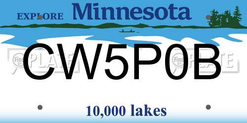 CW5P0B Minnesota License Plate
