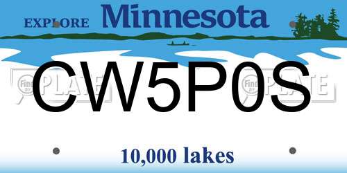 CW5P0S Minnesota License Plate