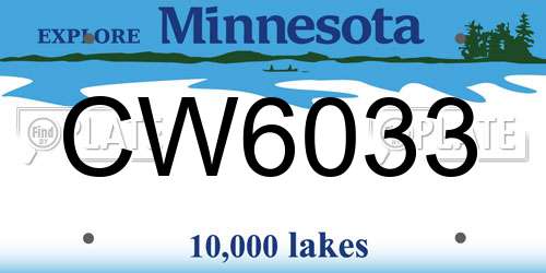CW6033 Minnesota License Plate