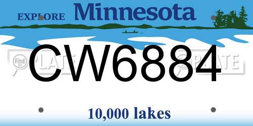 CW6884 Minnesota License Plate