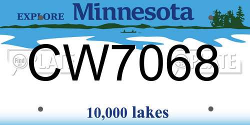 CW7068 Minnesota License Plate