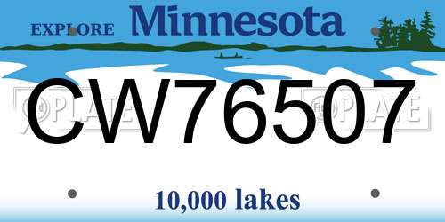CW76507 Minnesota License Plate