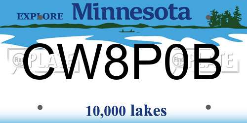 CW8P0B Minnesota License Plate