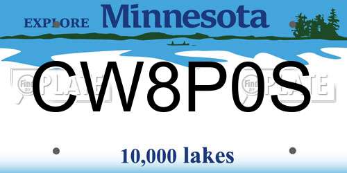 CW8P0S Minnesota License Plate