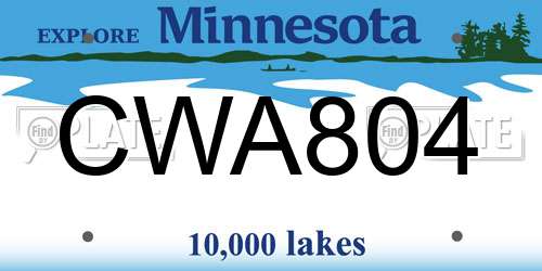 CWA804 Minnesota License Plate