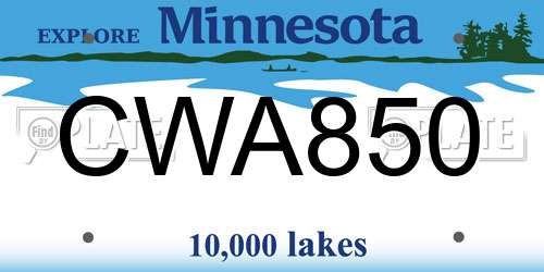 CWA850 Minnesota License Plate