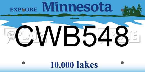 CWB548 Minnesota License Plate