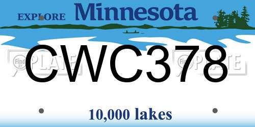 CWC378 Minnesota License Plate
