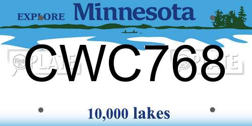 CWC768 Minnesota License Plate