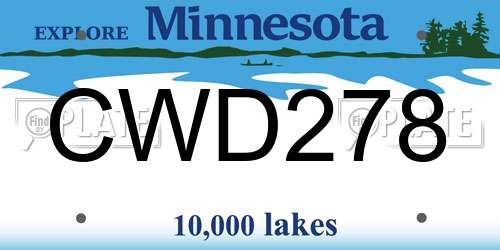 CWD278 Minnesota License Plate