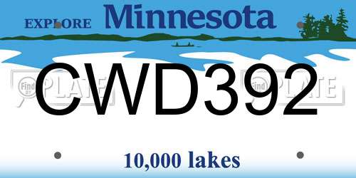 CWD392 Minnesota License Plate