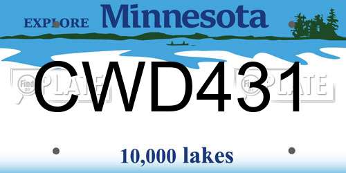CWD431 Minnesota License Plate