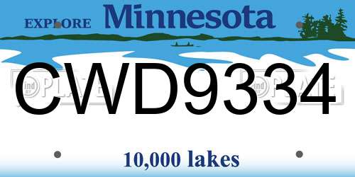 CWD9334 Minnesota License Plate