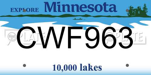 CWF963 Minnesota License Plate