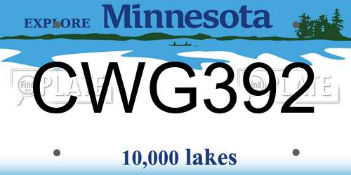 CWG392 Minnesota License Plate