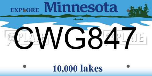 CWG847 Minnesota License Plate