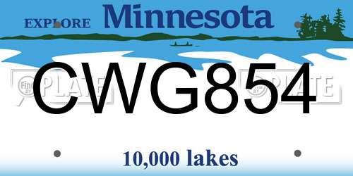 CWG854 Minnesota License Plate