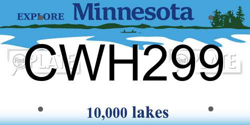 CWH299 Minnesota License Plate