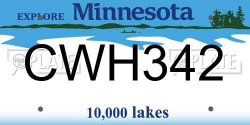 CWH342 Minnesota License Plate