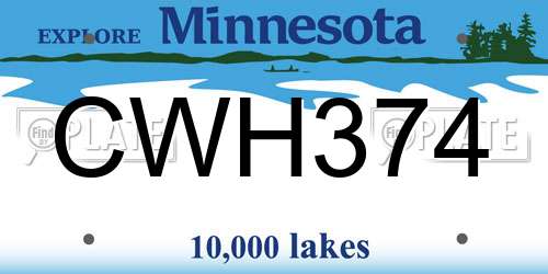 CWH374 Minnesota License Plate