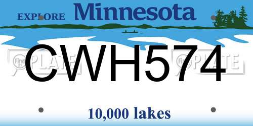 CWH574 Minnesota License Plate