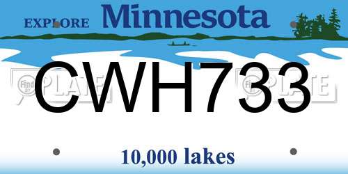 CWH733 Minnesota License Plate