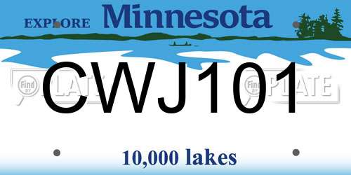 CWJ101 Minnesota License Plate