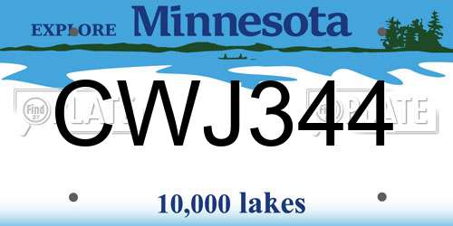 CWJ344 Minnesota License Plate