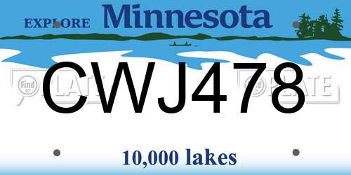 CWJ478 Minnesota License Plate