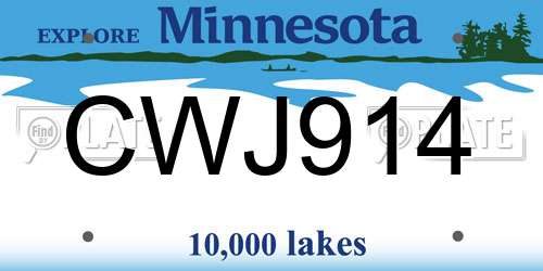 CWJ914 Minnesota License Plate