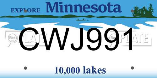CWJ991 Minnesota License Plate