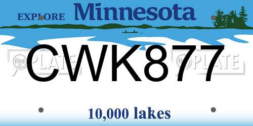 CWK877 Minnesota License Plate