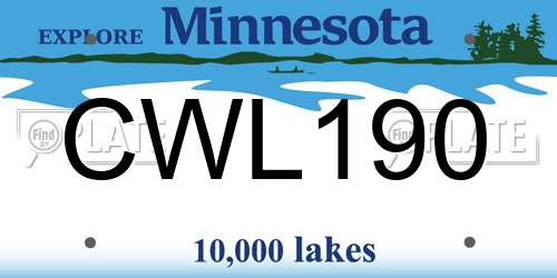 CWL190 Minnesota License Plate