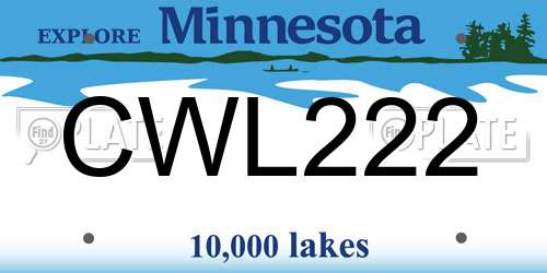 CWL222 Minnesota License Plate
