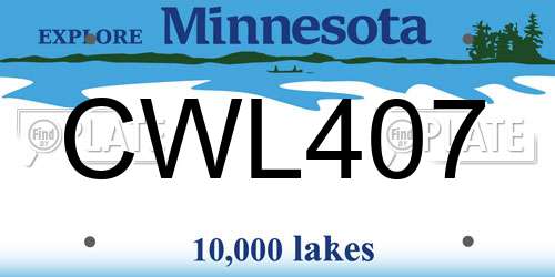 CWL407 Minnesota License Plate