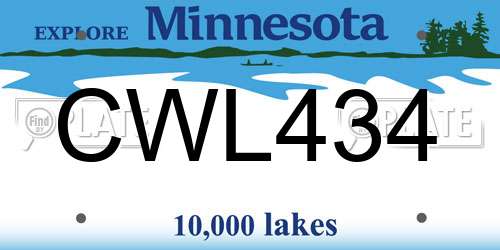 CWL434 Minnesota License Plate