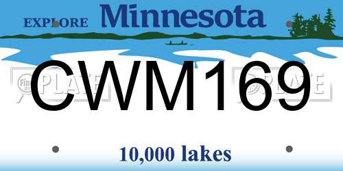 CWM169 Minnesota License Plate