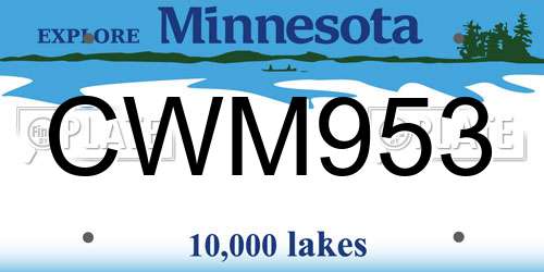 CWM953 Minnesota License Plate