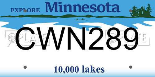 CWN289 Minnesota License Plate