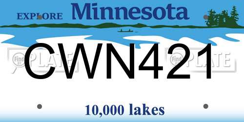CWN421 Minnesota License Plate