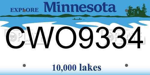 CWO9334 Minnesota License Plate
