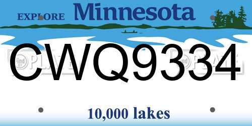CWQ9334 Minnesota License Plate