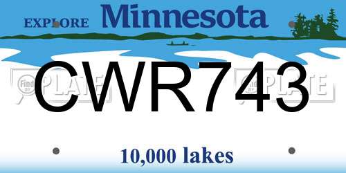 CWR743 Minnesota License Plate